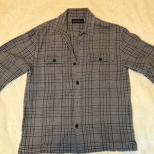 Abercrombie & Fitch Plaid Shirt Jacket in Black and Gray